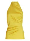 Silvia Tcherassi Dina Draped Mock-neck Halter Blouse In Yellow