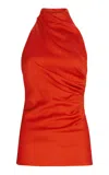 Silvia Tcherassi Dina Draped Satin Top In Red