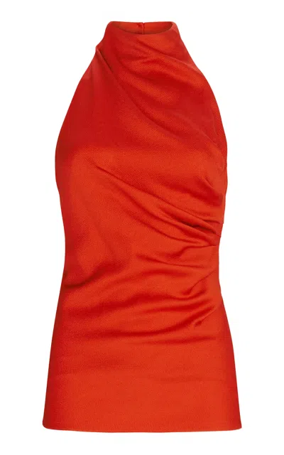 Silvia Tcherassi Dina Draped Satin Top In Red