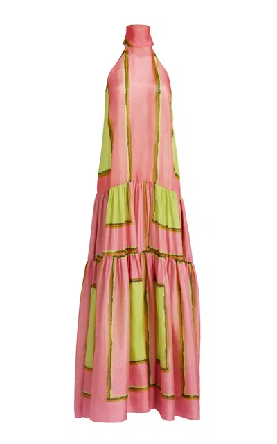 Silvia Tcherassi Dorelia Crepe Halter Maxi Dress In Pink