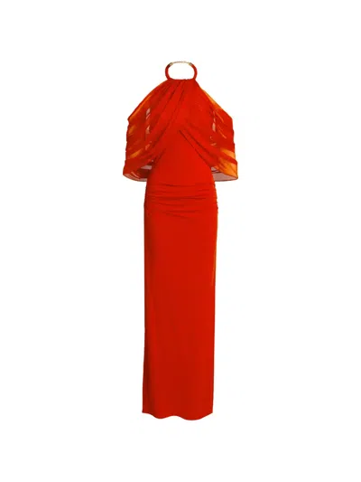 Silvia Tcherassi Duffy Draped Halterneck Maxi Dress In Brown