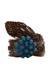 Silvia Tcherassi Eines Braided Embellished Belt In Brown