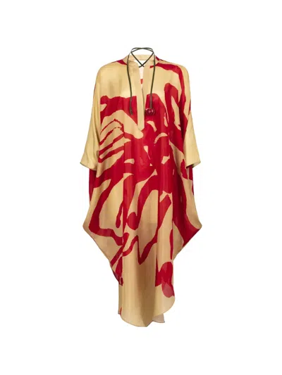 Silvia Tcherassi Elea Floral-print Maxi Tunic Dress In Neutral
