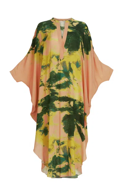 Silvia Tcherassi Elea Silk Caftan Midi Dress In Multi