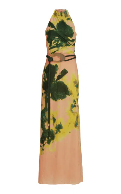 Silvia Tcherassi Ellis Crepe Halter Maxi Dress In Multi