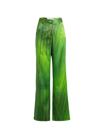 Silvia Tcherassi Emine Striped Palazzo Trousers In Green
