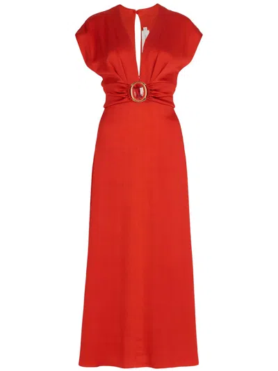 Silvia Tcherassi Women's Emmeline Stone-embellished Midi-dress In Rouge