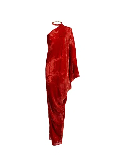 Silvia Tcherassi Erica One-shoulder Maxi Dress In Red