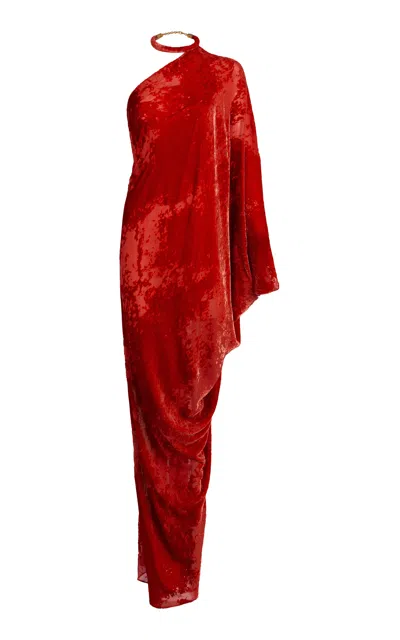Silvia Tcherassi Erica Silk-blend Velvet Maxi Dress In Red