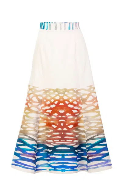 Silvia Tcherassi Erin Cotton Midi Skirt In Multi