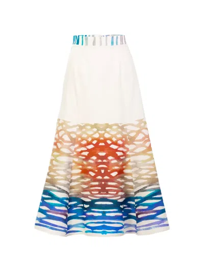 Silvia Tcherassi Erin Printed Midi Skirt In Neutral