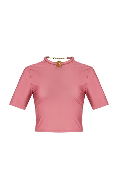 Silvia Tcherassi Exclusive Rio Cropped Jersey Top In Pink