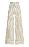 Silvia Tcherassi Falak Cotton Flared Pants In Stripe