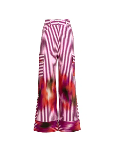 Silvia Tcherassi Falak Stripe-print Cargo Pants In Pink