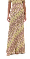 Silvia Tcherassi Famara Zigzag Maxi Skirt In Zigzag Neon