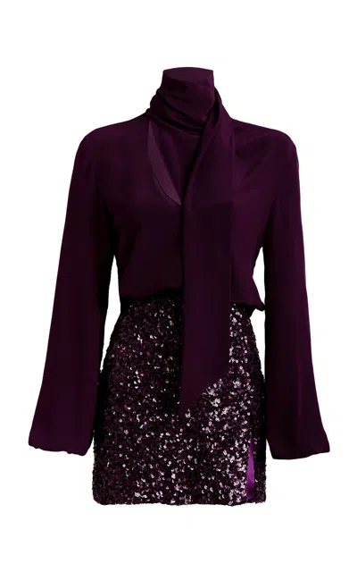 Silvia Tcherassi Faye Silk-blend Mini Dress In Purple