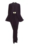 Silvia Tcherassi Fiore Draped Crepe Maxi Dress In Purple