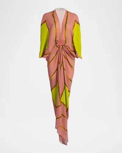 Silvia Tcherassi Fiore Gathered Maxi Tunic Dress In Animal Print