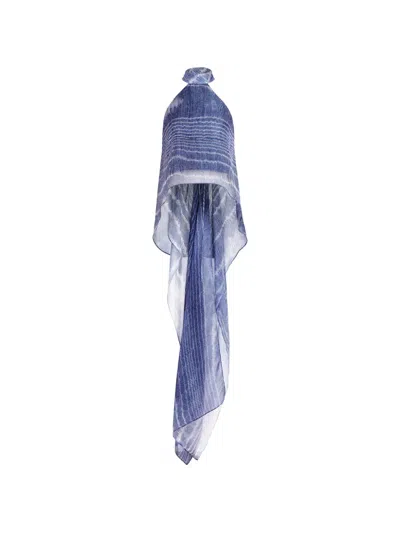 Silvia Tcherassi Flo Moiré-effect Halterneck Top In Blue