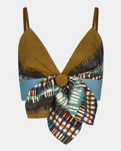 Silvia Tcherassi Flor Bow Crop Top In Blue