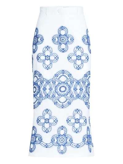 Silvia Tcherassi Floral-embroidered Skirt