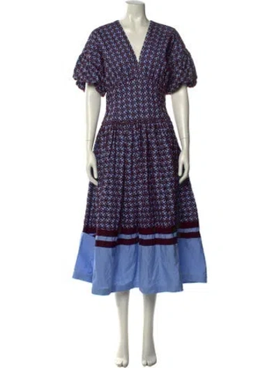 Pre-owned Silvia Tcherassi Floral Print Long Dress In Blue