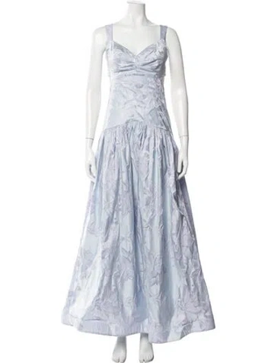 Pre-owned Silvia Tcherassi Floral Print Long Dress In Blue