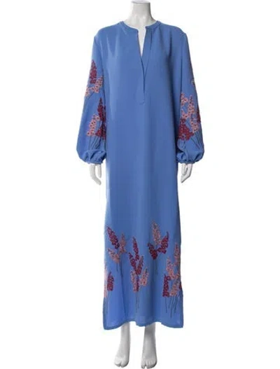 Pre-owned Silvia Tcherassi Floral Print Long Dress In Blue