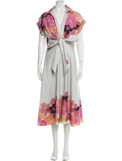 Pre-owned Silvia Tcherassi Floral Print Long Dress In Gray