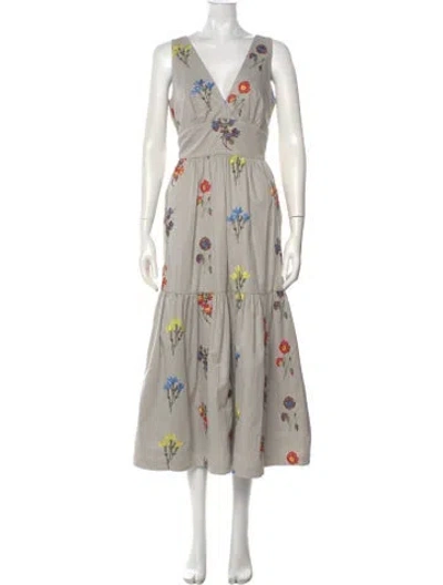 Pre-owned Silvia Tcherassi Floral Print Long Dress In Gray