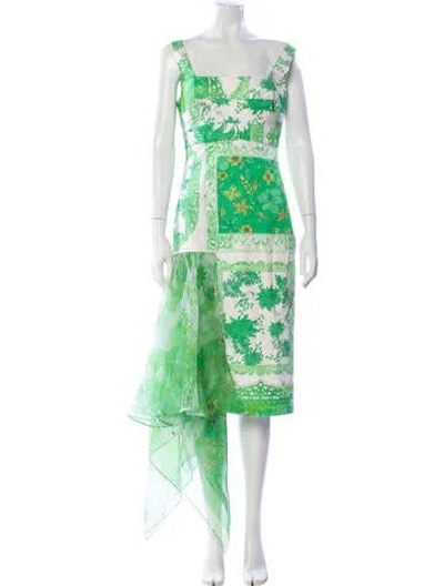 Pre-owned Silvia Tcherassi Floral Print Long Dress In Green