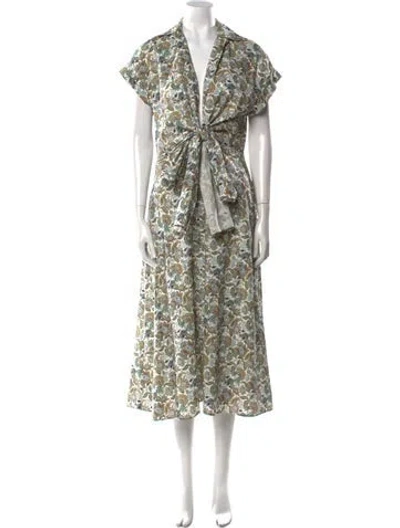 Pre-owned Silvia Tcherassi Floral Print Long Dress In Neutral
