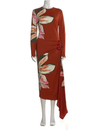 Pre-owned Silvia Tcherassi Floral Print Long Dress In Orange
