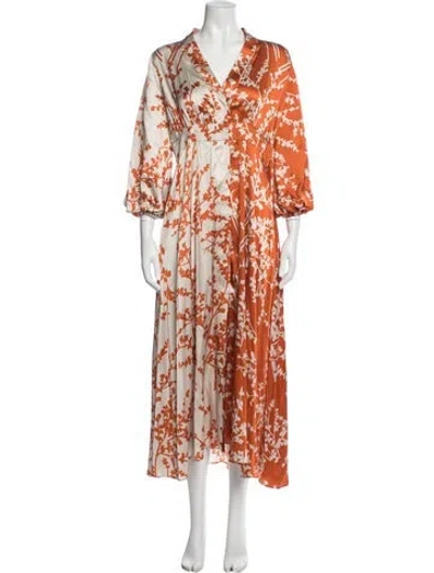 Pre-owned Silvia Tcherassi Floral Print Long Dress In Orange