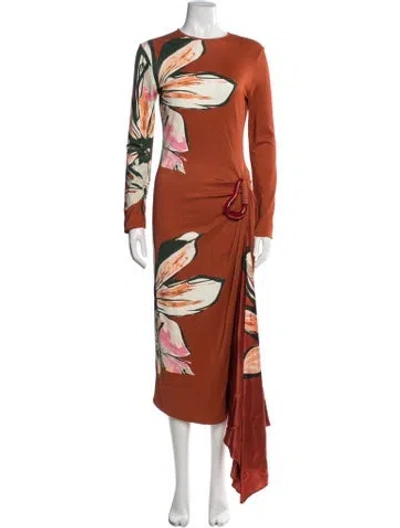 Pre-owned Silvia Tcherassi Floral Print Long Dress In Orange