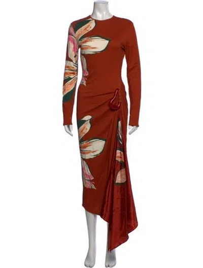 Pre-owned Silvia Tcherassi Floral Print Long Dress In Orange