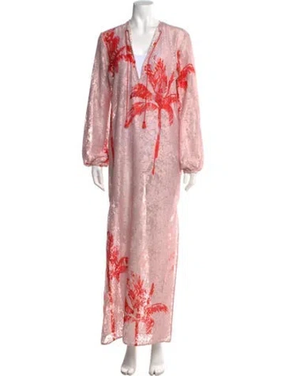 Pre-owned Silvia Tcherassi Floral Print Long Dress In Pink