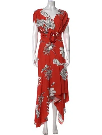 Pre-owned Silvia Tcherassi Floral Print Long Dress In Red