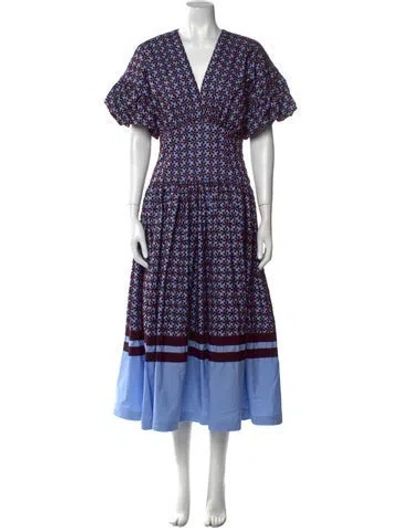 Pre-owned Silvia Tcherassi Floral Print Long Dress W/ Tags In Blue