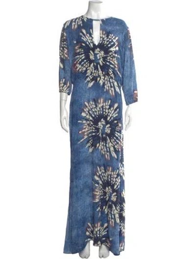 Pre-owned Silvia Tcherassi Floral Print Long Dress W/ Tags In Blue