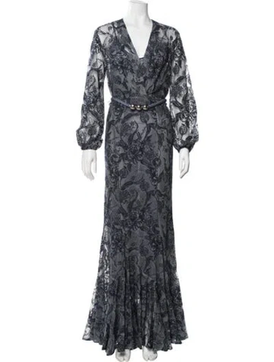 Pre-owned Silvia Tcherassi Floral Print Long Dress W/ Tags In Blue