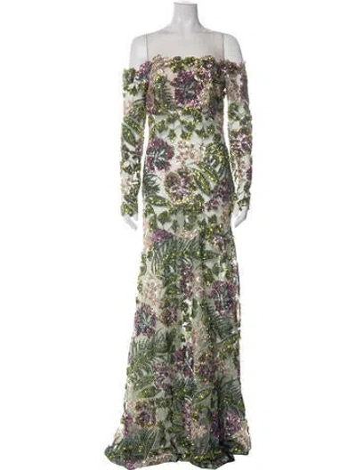 Pre-owned Silvia Tcherassi Floral Print Long Dress W/ Tags In Green