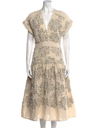 Pre-owned Silvia Tcherassi Floral Print Long Dress W/ Tags In Neutral