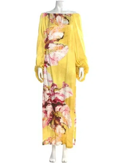 Pre-owned Silvia Tcherassi Floral Print Long Dress In Yellow