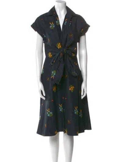 Pre-owned Silvia Tcherassi Floral Print Midi Length Dress In Blue