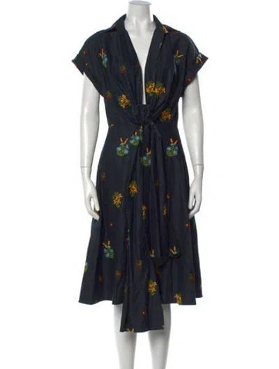 Pre-owned Silvia Tcherassi Floral Print Midi Length Dress In Blue