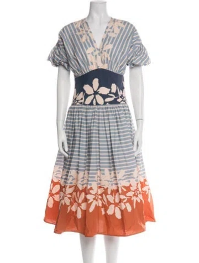 Pre-owned Silvia Tcherassi Floral Print Midi Length Dress In Green