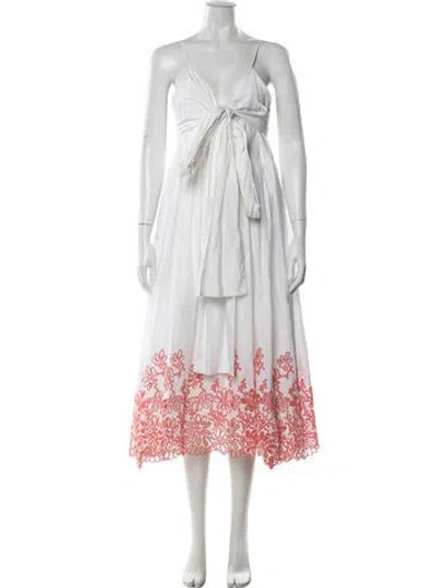 Pre-owned Silvia Tcherassi Floral Print Midi Length Dress In Neutrals/orange