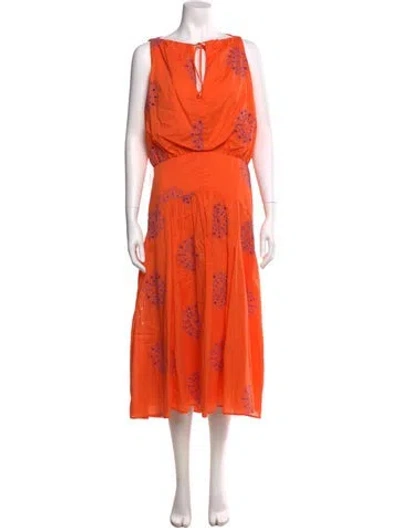 Pre-owned Silvia Tcherassi Floral Print Midi Length Dress In Orange