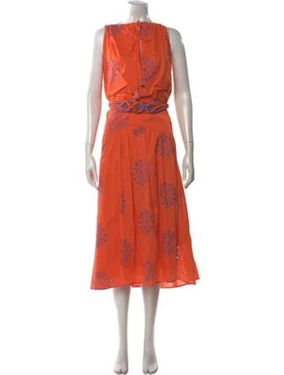 Pre-owned Silvia Tcherassi Floral Print Midi Length Dress In Orange